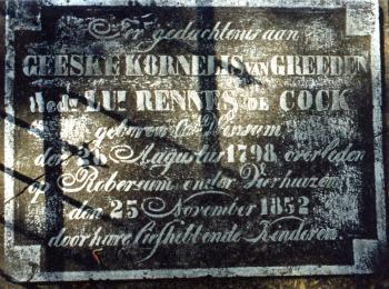 Vierhuizen 40 Geeske Kornelis van Greeden Grafschrift